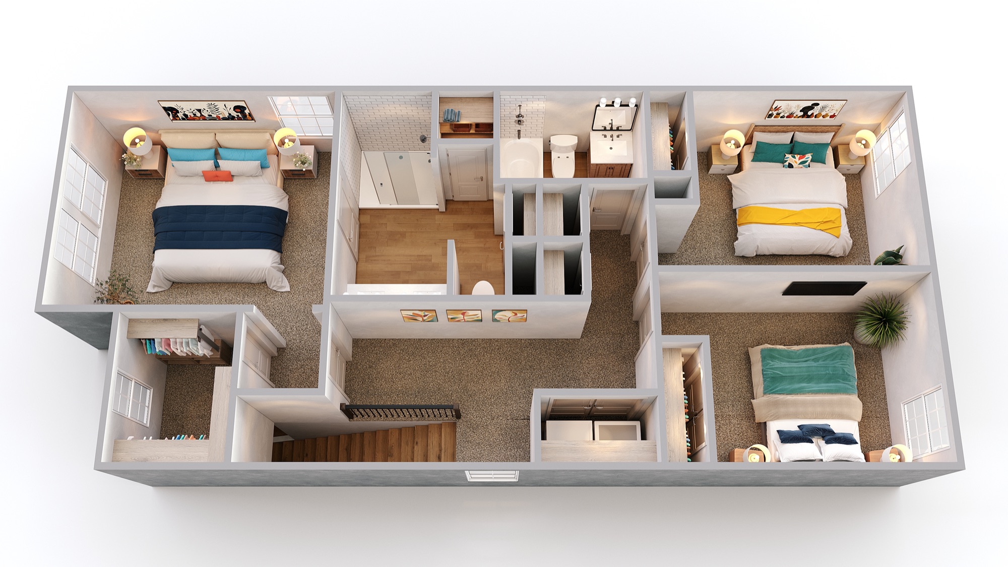 Maywood floor plan, second floor: three bedrooms, primary suite, and in-home laundry
