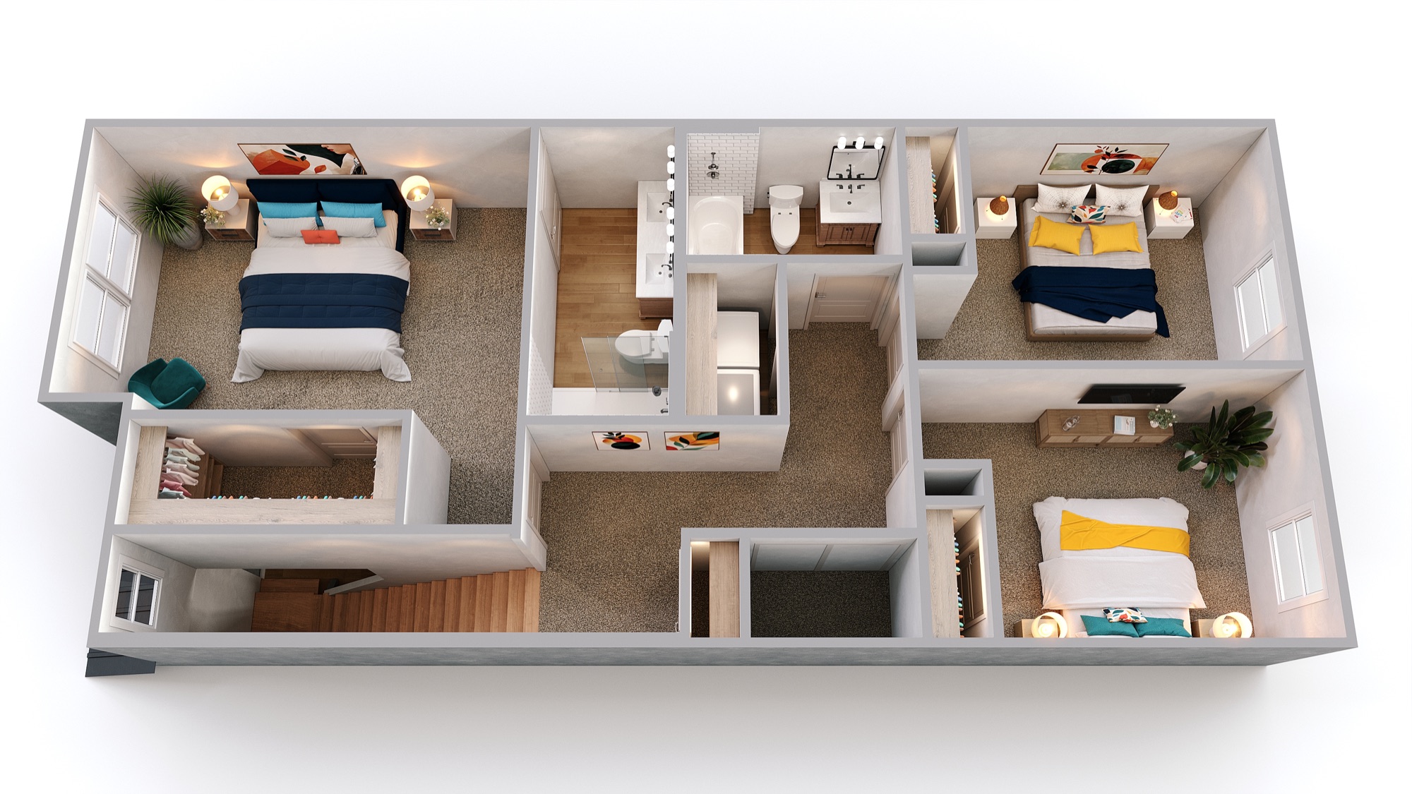 Pearson floor plan, second floor: three bedrooms, primary suite, and in-home laundry